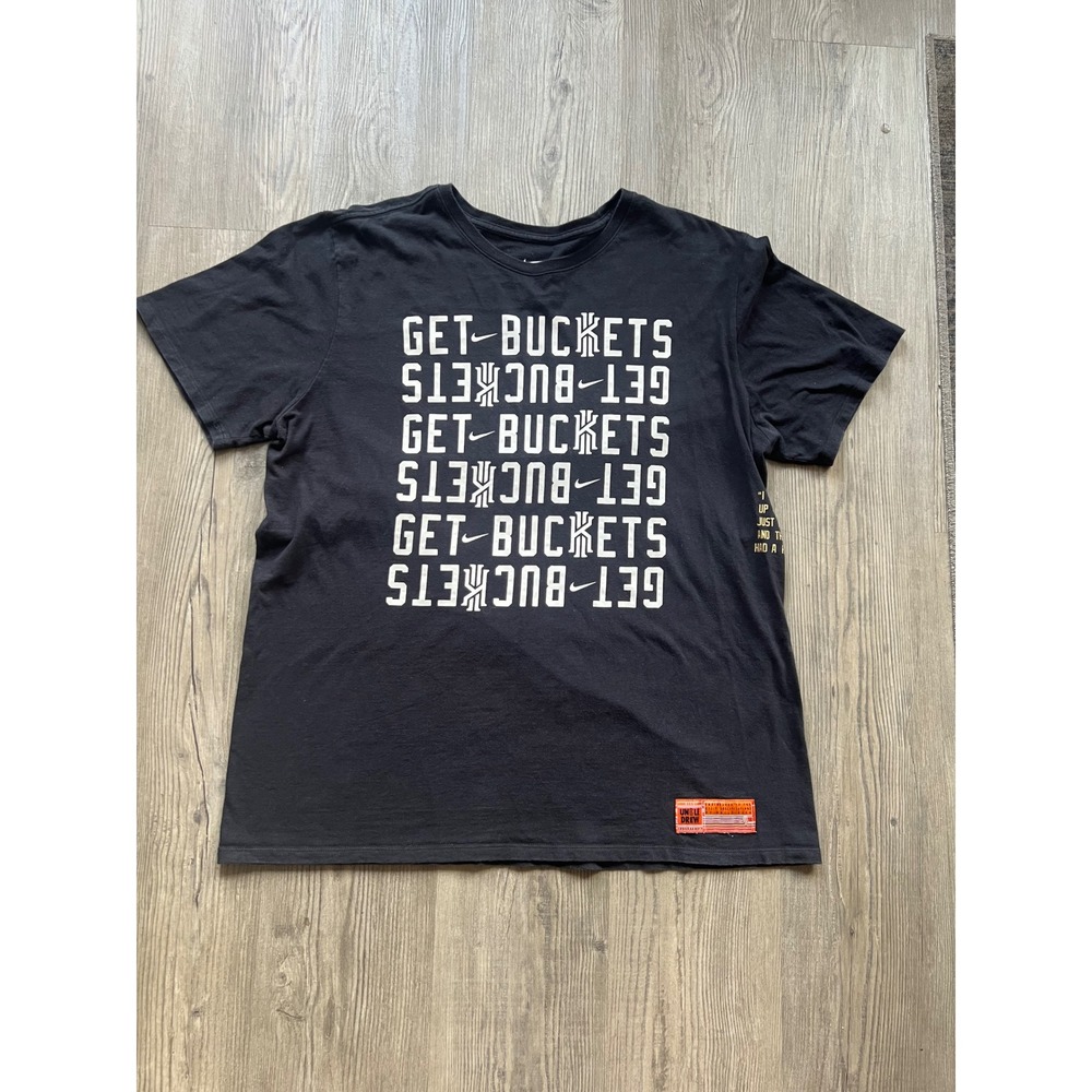 Nike Kyrie Irving Uncle Drew Get Buckets T-Shirt Black Gold Men's Size Large
